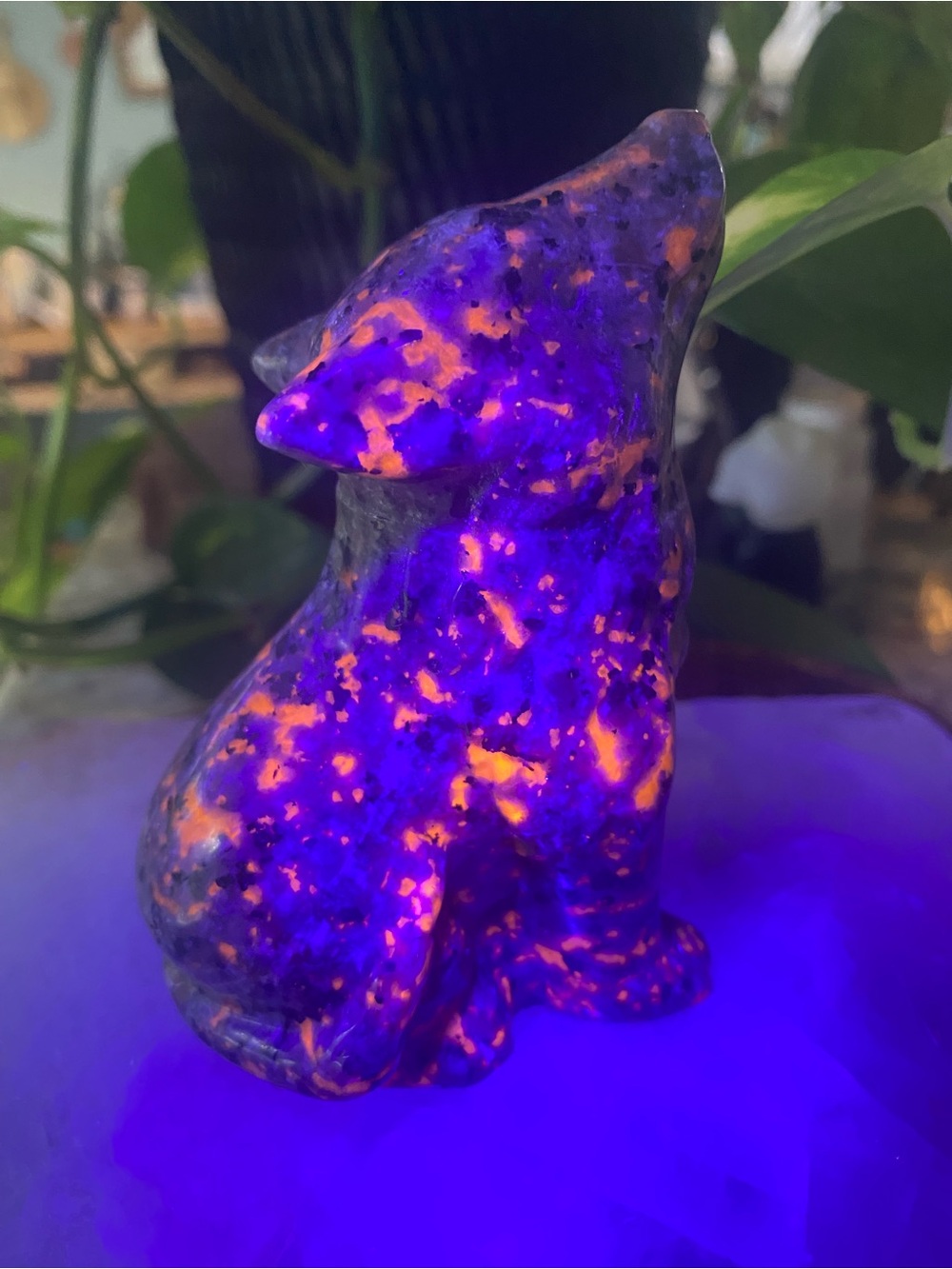 🌕 Moonlit Guardian – 4.5” Yooperlite Howling Wolf Carving 🐺✨ - Picture 4 of 9